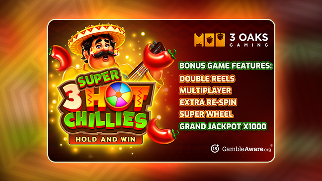 3 Oaks Gaming fires up the reels with 3 Super Hot Chillies