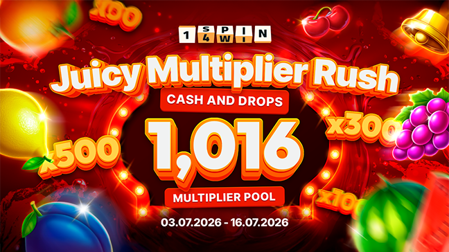 1spin4win welcomes summer with “Juicy Multiplier Rush,” a Cash & Drops network promotion