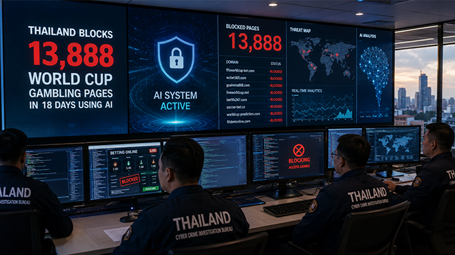 Thailand Blocks 13,888 World Cup Gambling Pages in 18 Days Using AI