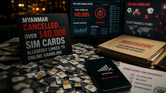 Myanmar Cancels Over 140,000 SIM Cards Allegedly Linked to Online Gambling