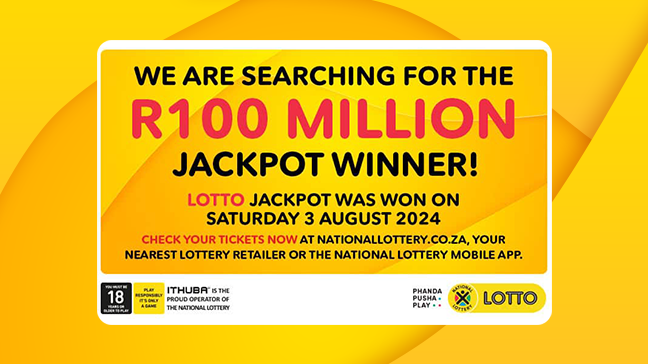 Ithuba urges South African lotto players to check tickets for unclaimed R100 million jackpot