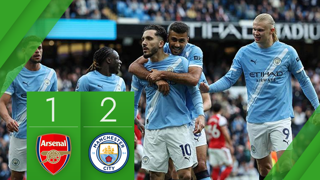 Manchester City bat Arsenal 2-1 et revient à trois points dans la course au titre