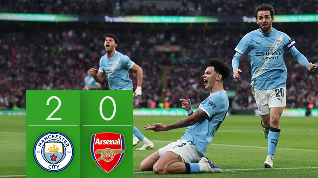 Manchester City bat Arsenal 2–0 en finale de la Coupe de la Ligue et met fin à ses espoirs de quadruplé