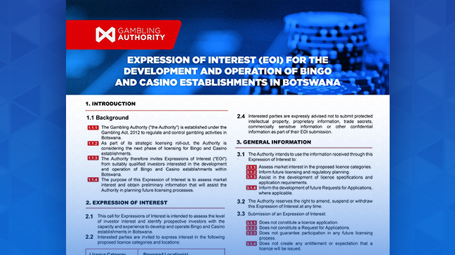 La Gambling Authority du Botswana recherche des investisseurs avant une nouvelle phase de licences de bingo et de casino